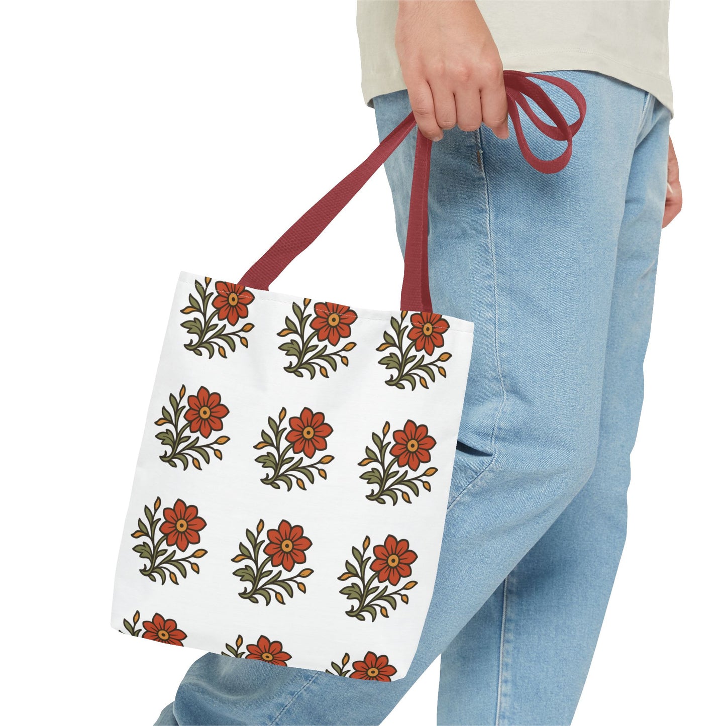 Folk Bloom Emblem 2, Original Floral Tote Bag