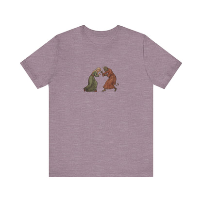 The Virgin Mary punching the Devil Medieval Manuscript T-shirt
