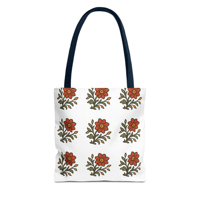Folk Bloom Emblem 2, Original Floral Tote Bag