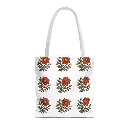 Folk Bloom Emblem 2, Original Floral Tote Bag