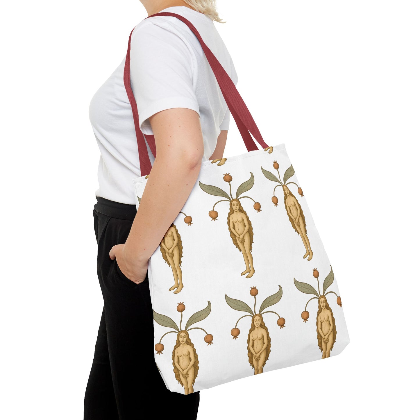 Mandragora Muse, Medieval Herb Lore Unisex Whimsical Patterned Tote Bag