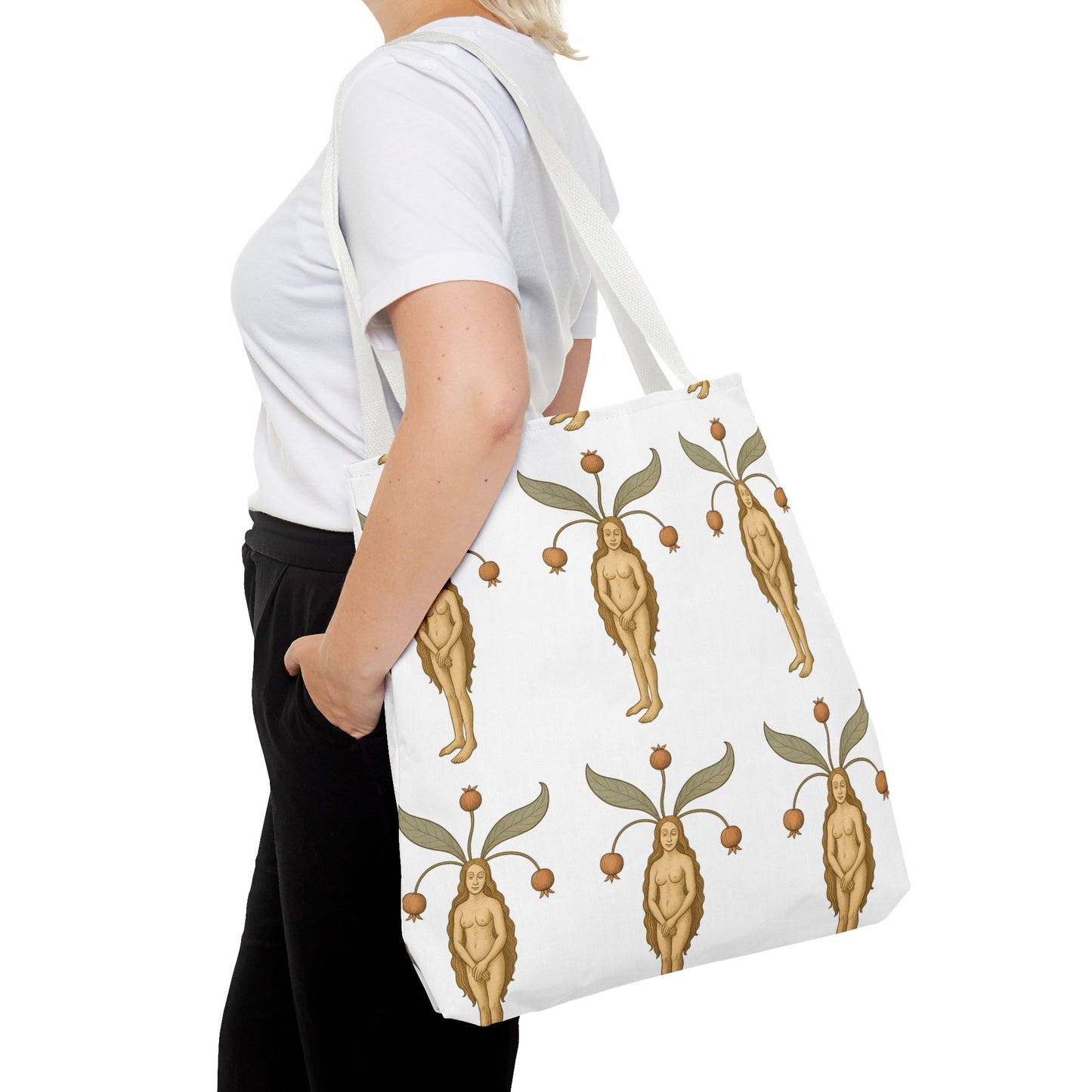 Mandragora Muse, Medieval Herb Lore Unisex Whimsical Patterned Tote Bag