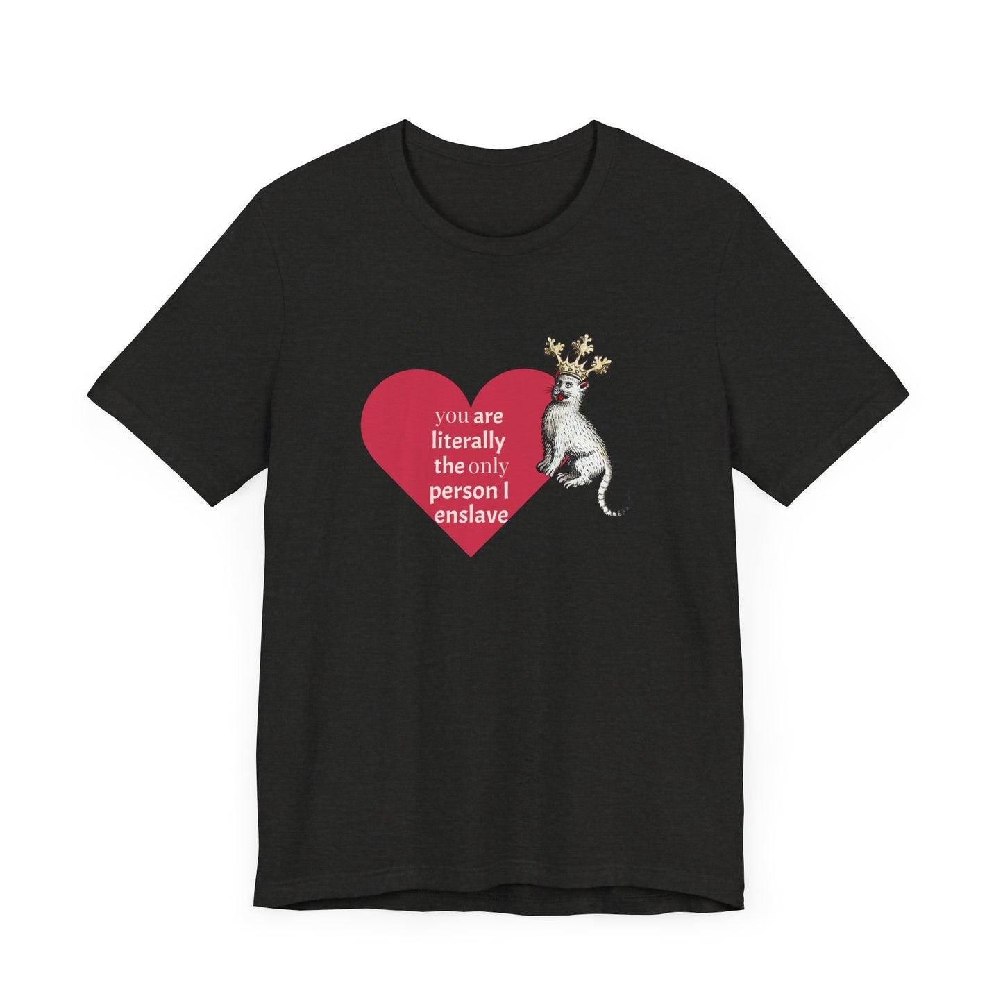 Silly Medieval Cat with Crown, His Majesty's Favorite Slave Tee