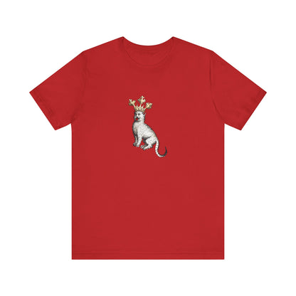 Silly Medieval Cat with Crown – 15th Century Heraldic Art Tee