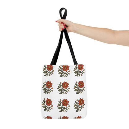 Folk Bloom Emblem 2, Original Floral Tote Bag