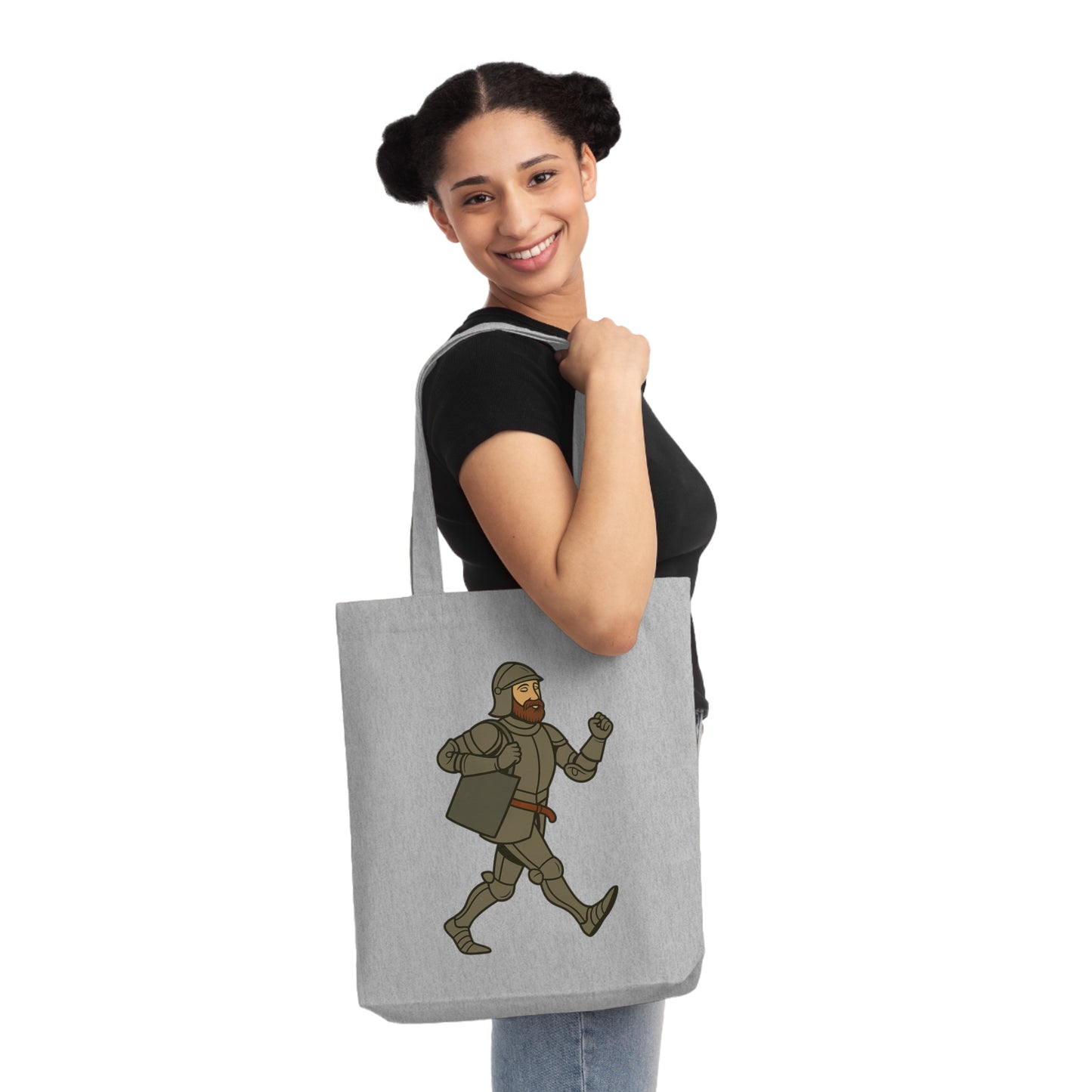 Knight on the Go - Medieval Humor - Urban Chivalry Woven Tote Bag
