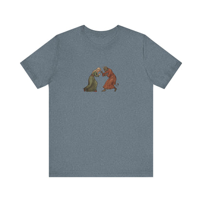 The Virgin Mary punching the Devil Medieval Manuscript T-shirt
