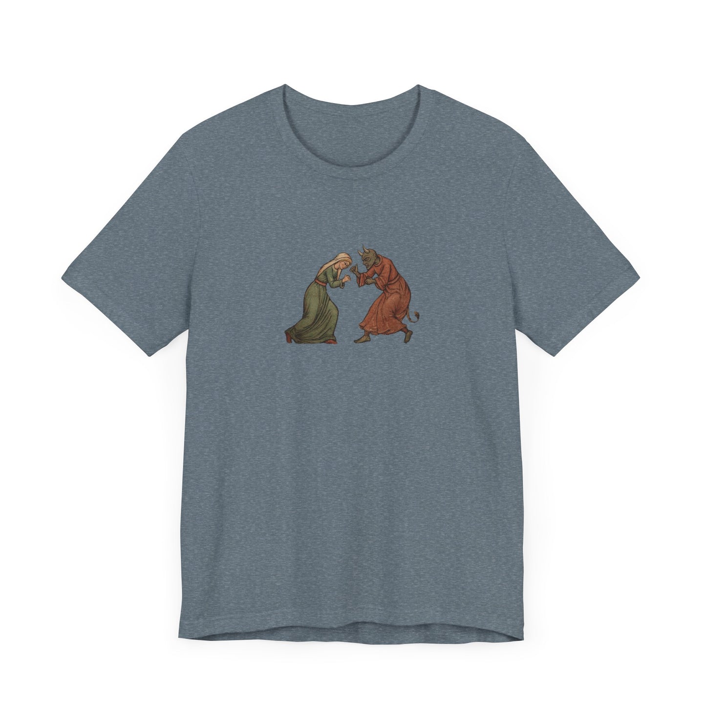 The Virgin Mary punching the Devil Medieval Manuscript T-shirt