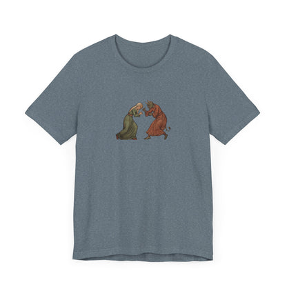 The Virgin Mary punching the Devil Medieval Manuscript T-shirt