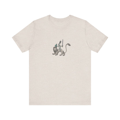 Sword-wielding Medieval Rabbit Riding a Lion Posters and Art Prints Tee