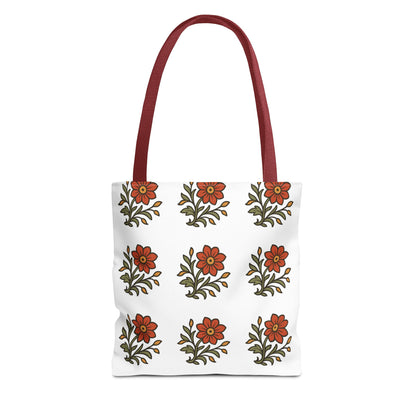 Folk Bloom Emblem 2, Original Floral Tote Bag