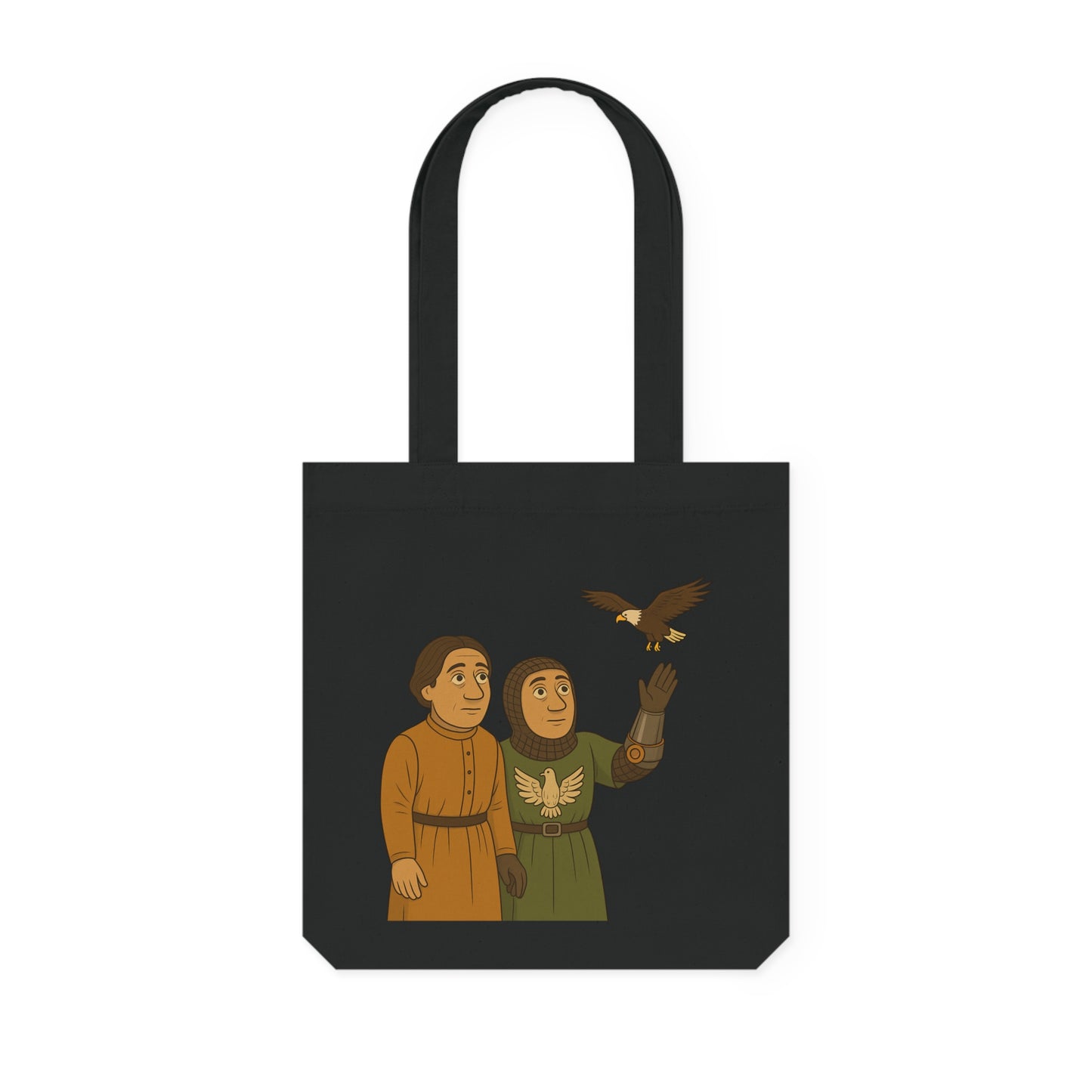 Knight & Falcon - Medieval Whimsical Woven Tote Bag