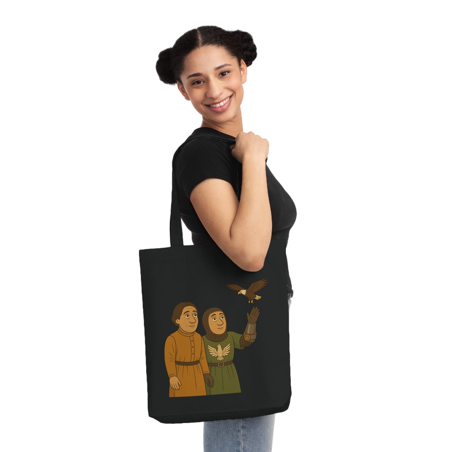 Knight & Falcon - Medieval Whimsical Woven Tote Bag