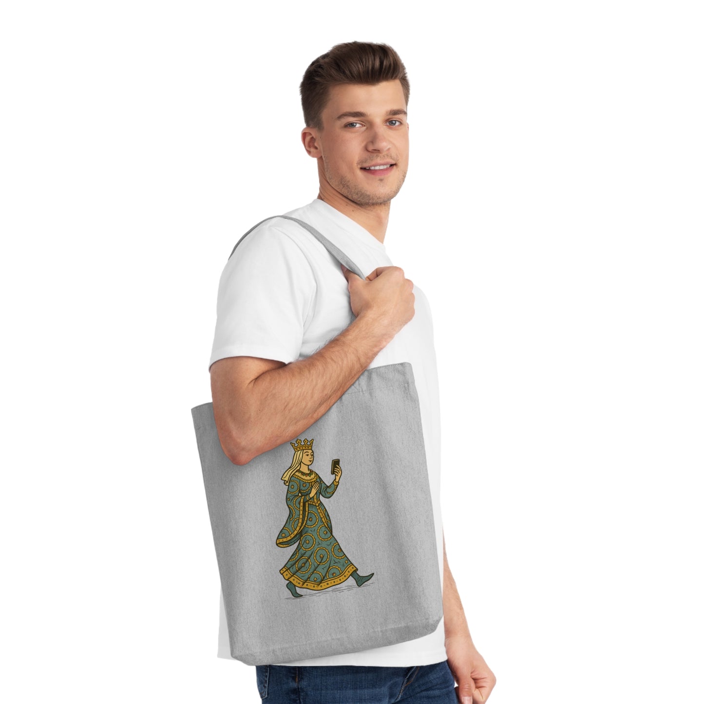The Crowned Strutter – Medieval Couture on the Go - Woven Tote Bag