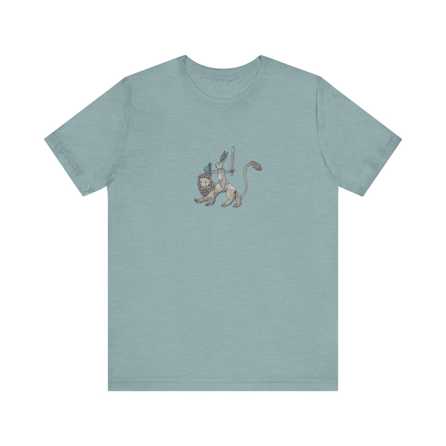 Sword-wielding Medieval Rabbit Riding a Lion Posters and Art Prints Tee