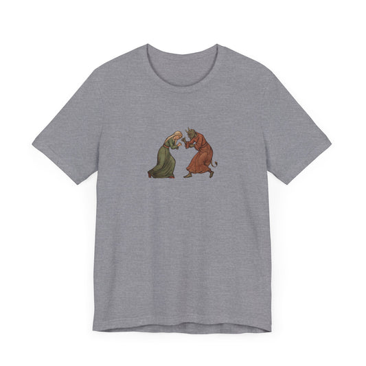 The Virgin Mary punching the Devil Medieval Manuscript T-shirt