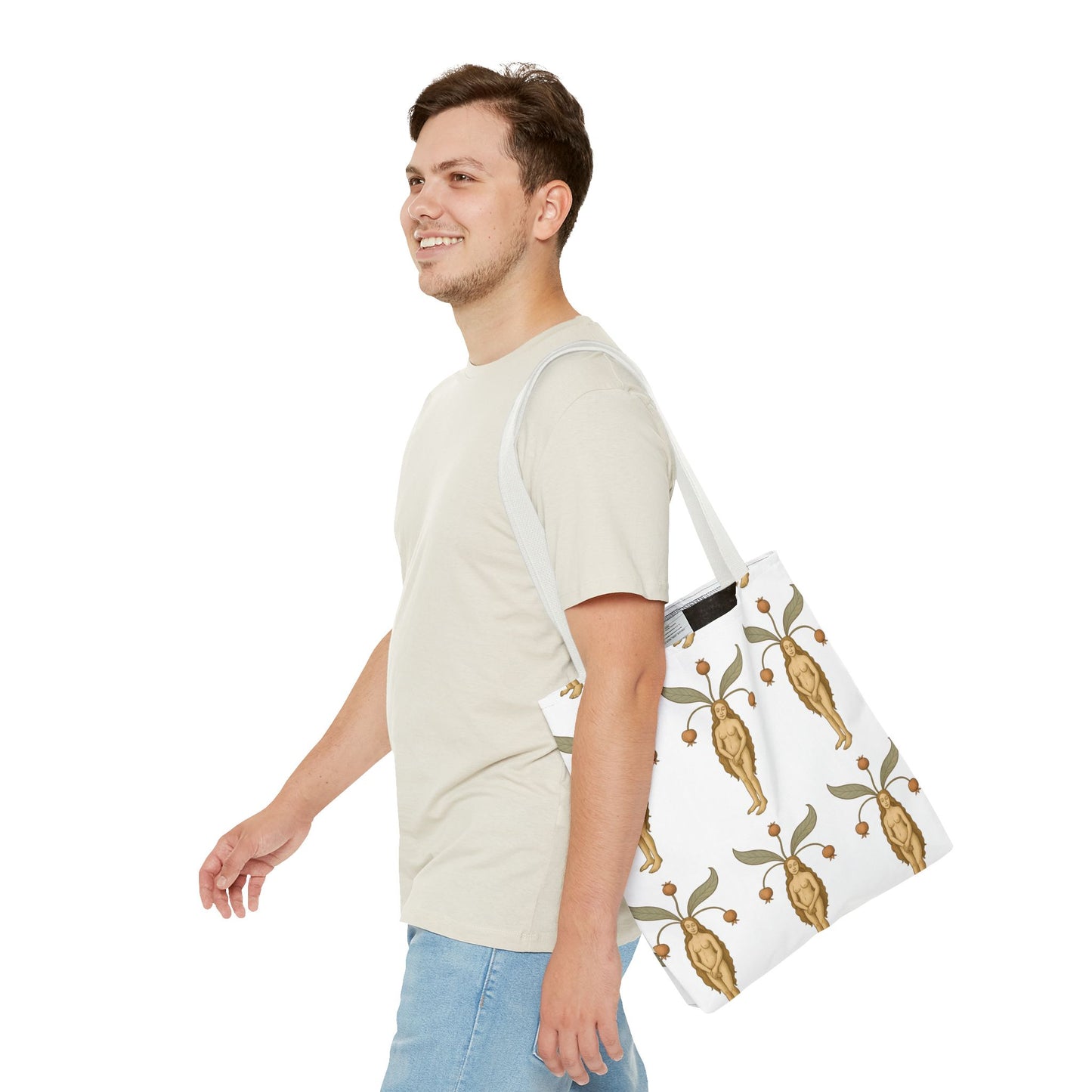 Mandragora Muse, Medieval Herb Lore Unisex Whimsical Patterned Tote Bag