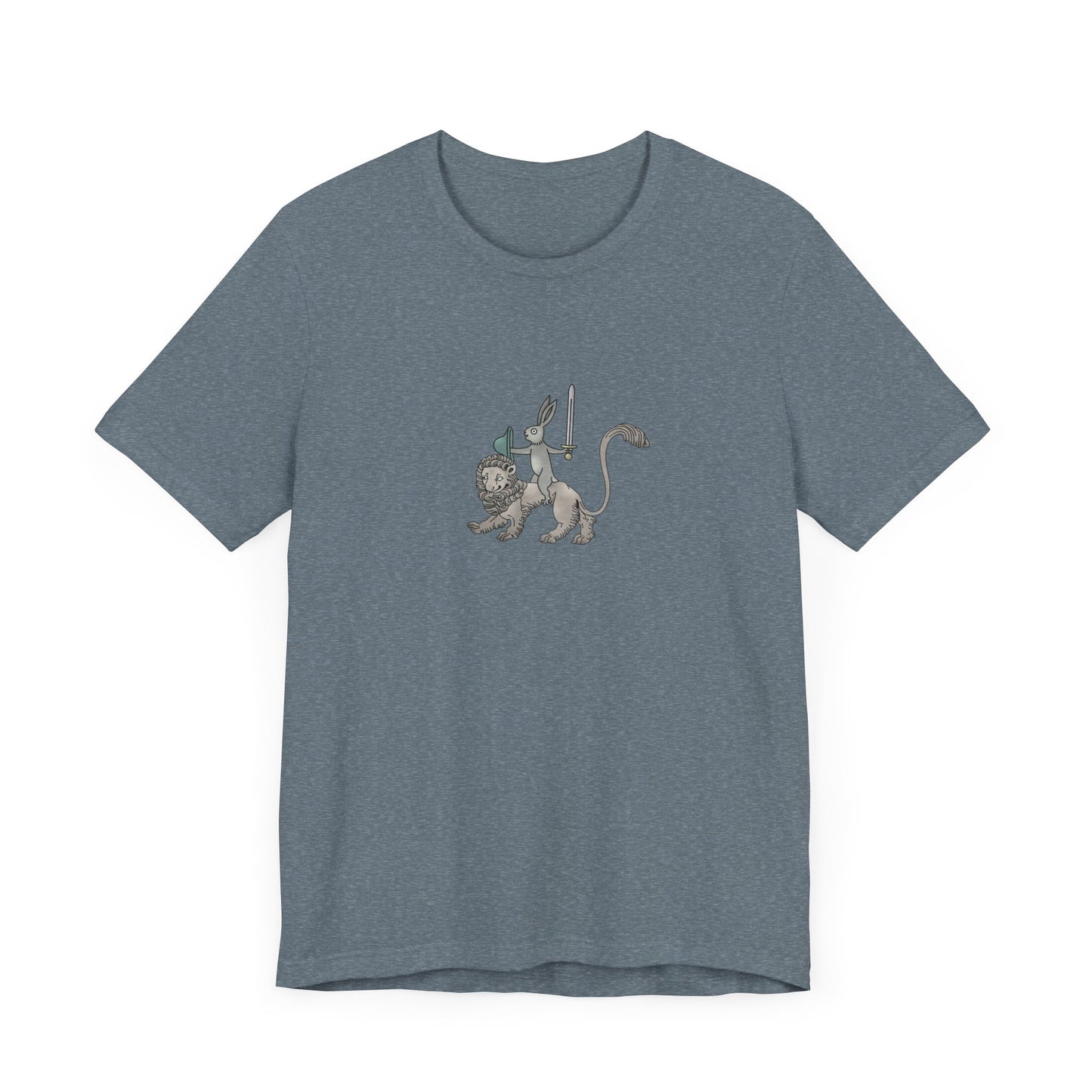Sword-wielding Medieval Rabbit Riding a Lion Posters and Art Prints Tee