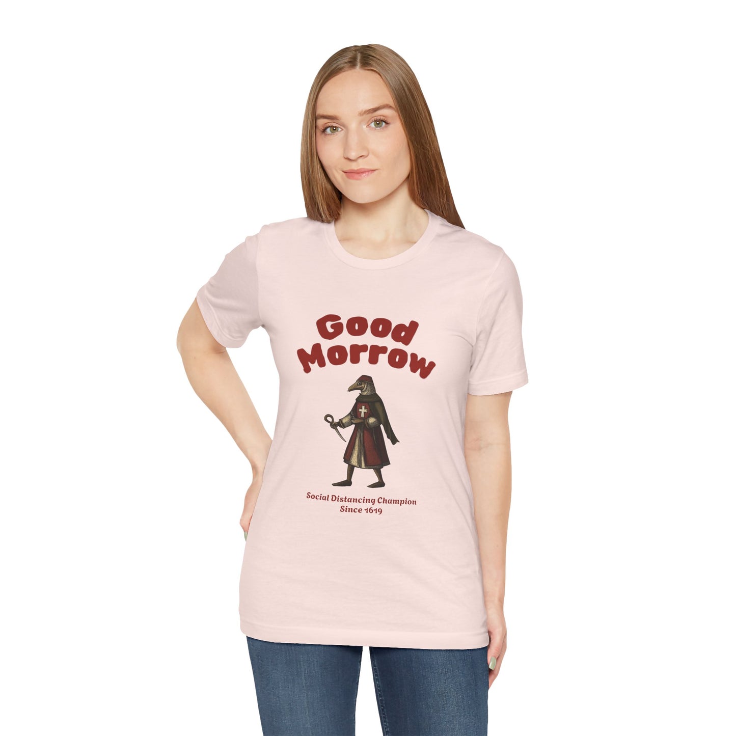 Hanseatic Art, Medieval Plague Doctor with Good Morrow 1619 Tee
