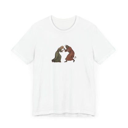 The Virgin Mary punching the Devil Medieval Manuscript T-shirt