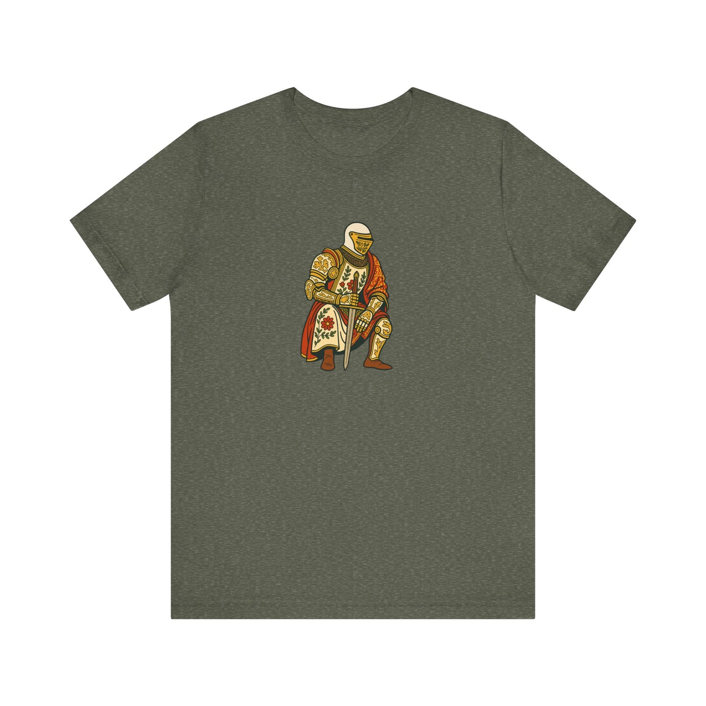 Medieval Knight With Original Flora Pattern Tee