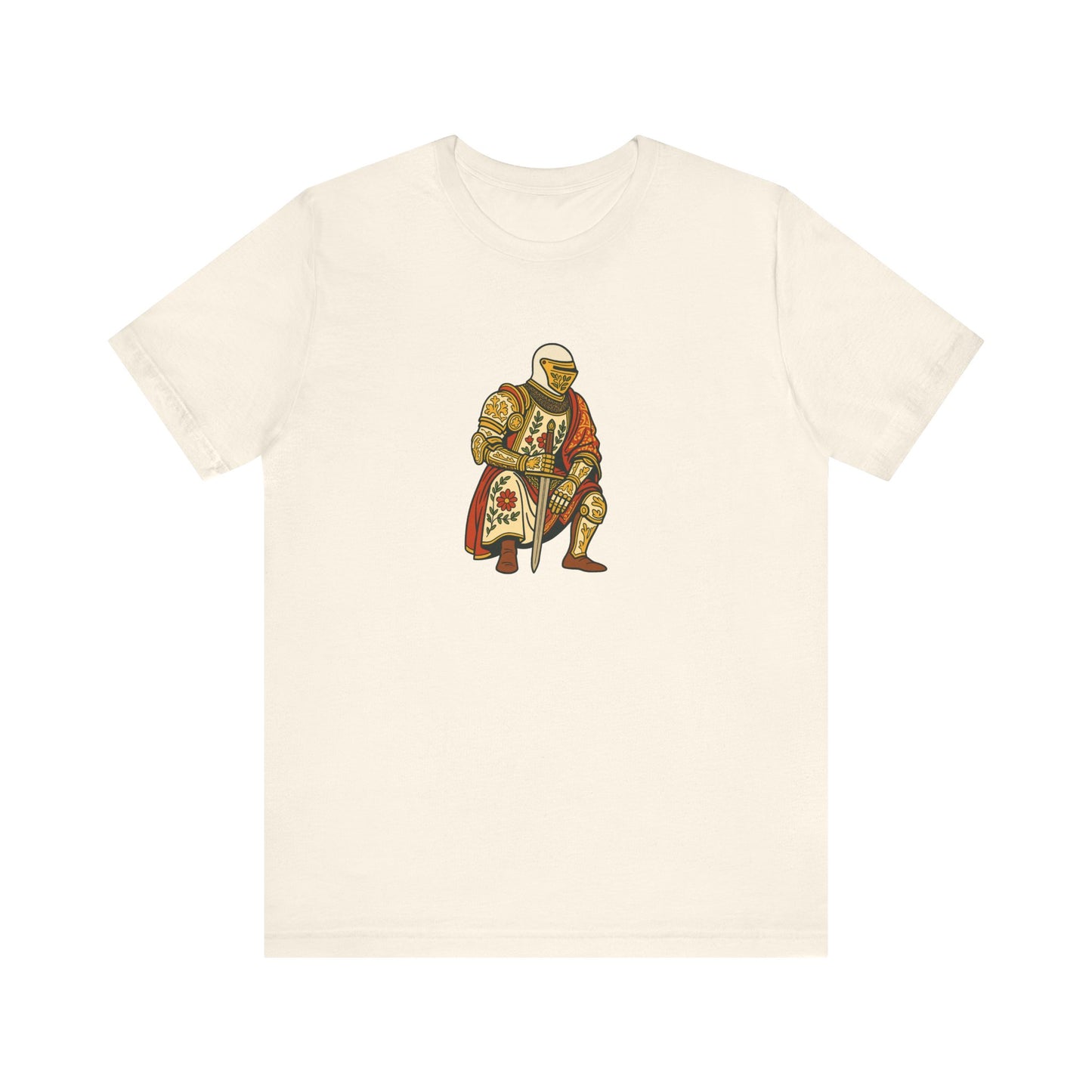 Medieval Knight With Original Flora Pattern Tee