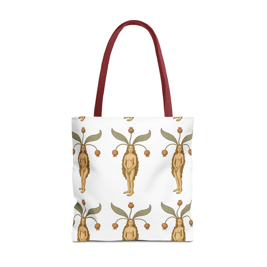 Mandragora Muse, Medieval Herb Lore Unisex Whimsical Patterned Tote Bag