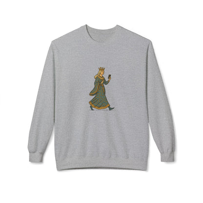 The Crowned Strutter – Medieval Couture on the Go - Unisex Midweight Sweatshirt