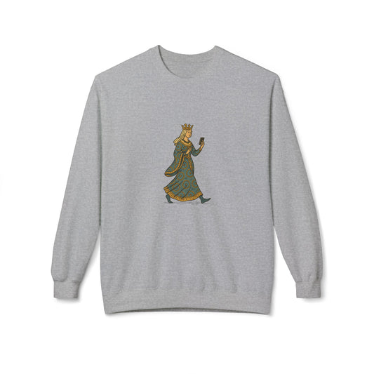 The Crowned Strutter – Medieval Couture on the Go - Unisex Midweight Sweatshirt