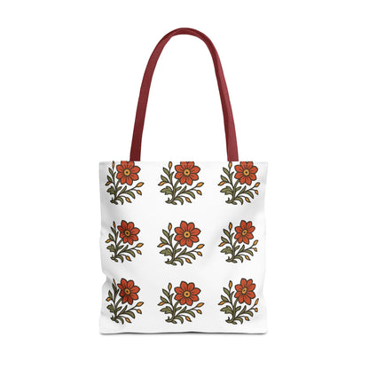 Folk Bloom Emblem 2, Original Floral Tote Bag
