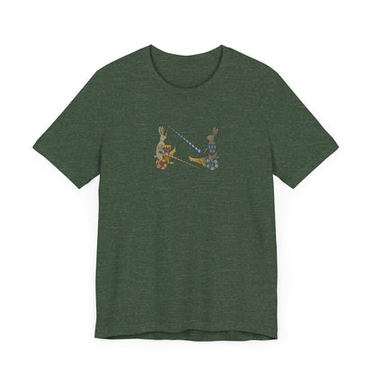 Medieval Marginalia Jousting Rabbits Manuscript T-shirt