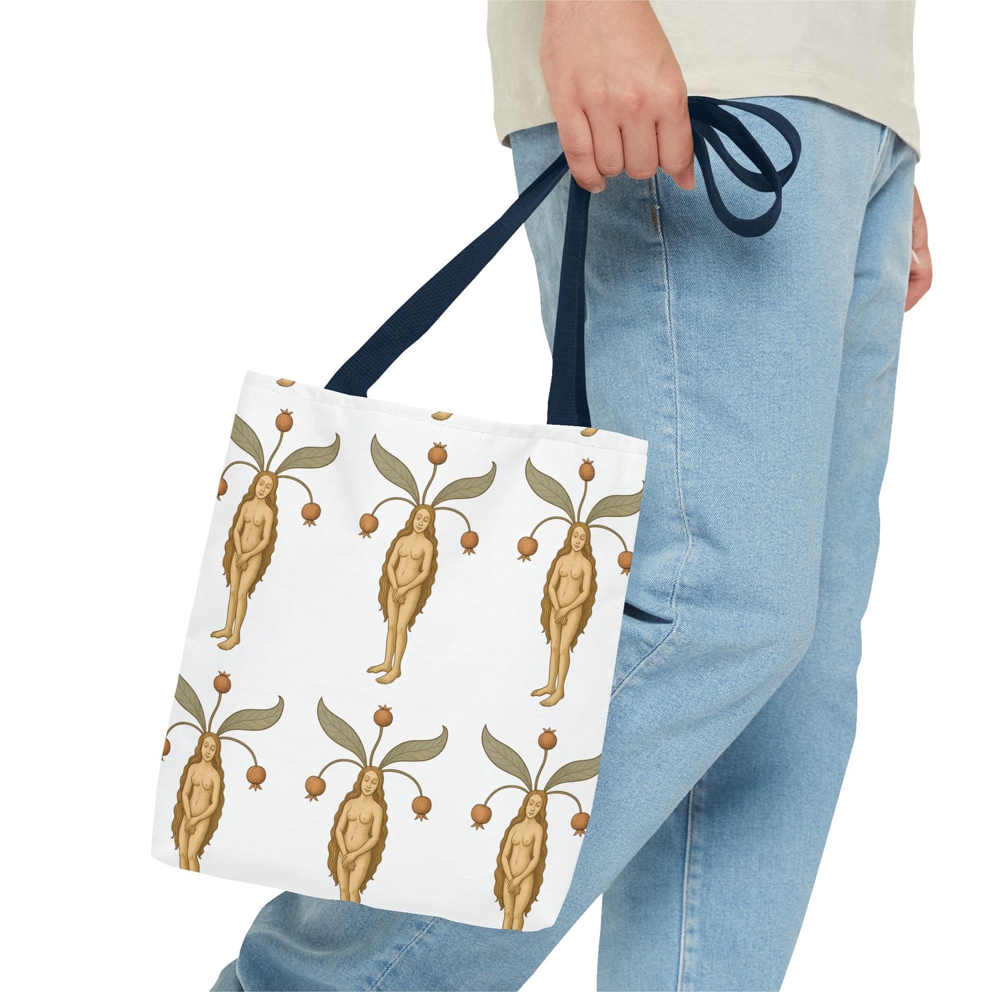 Mandragora Muse, Medieval Herb Lore Unisex Whimsical Patterned Tote Bag