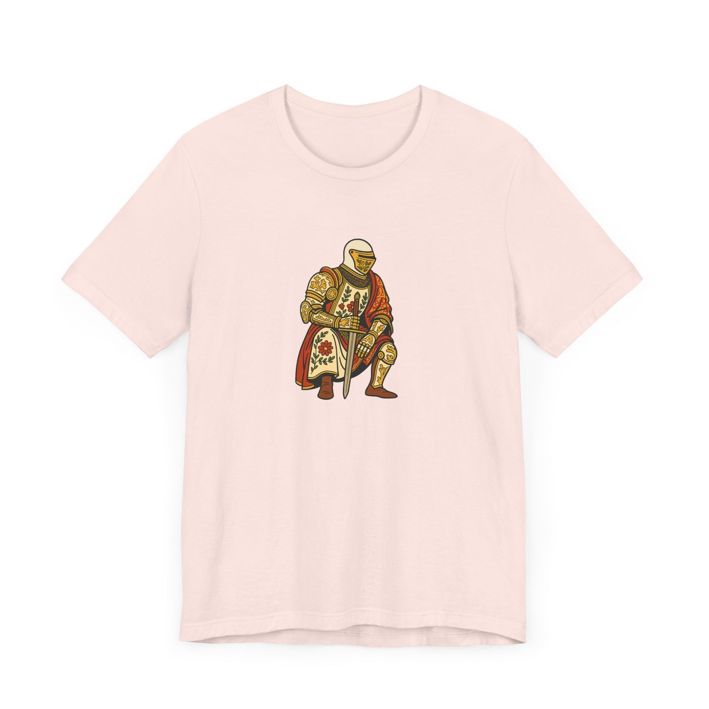 Medieval Knight With Original Flora Pattern Tee