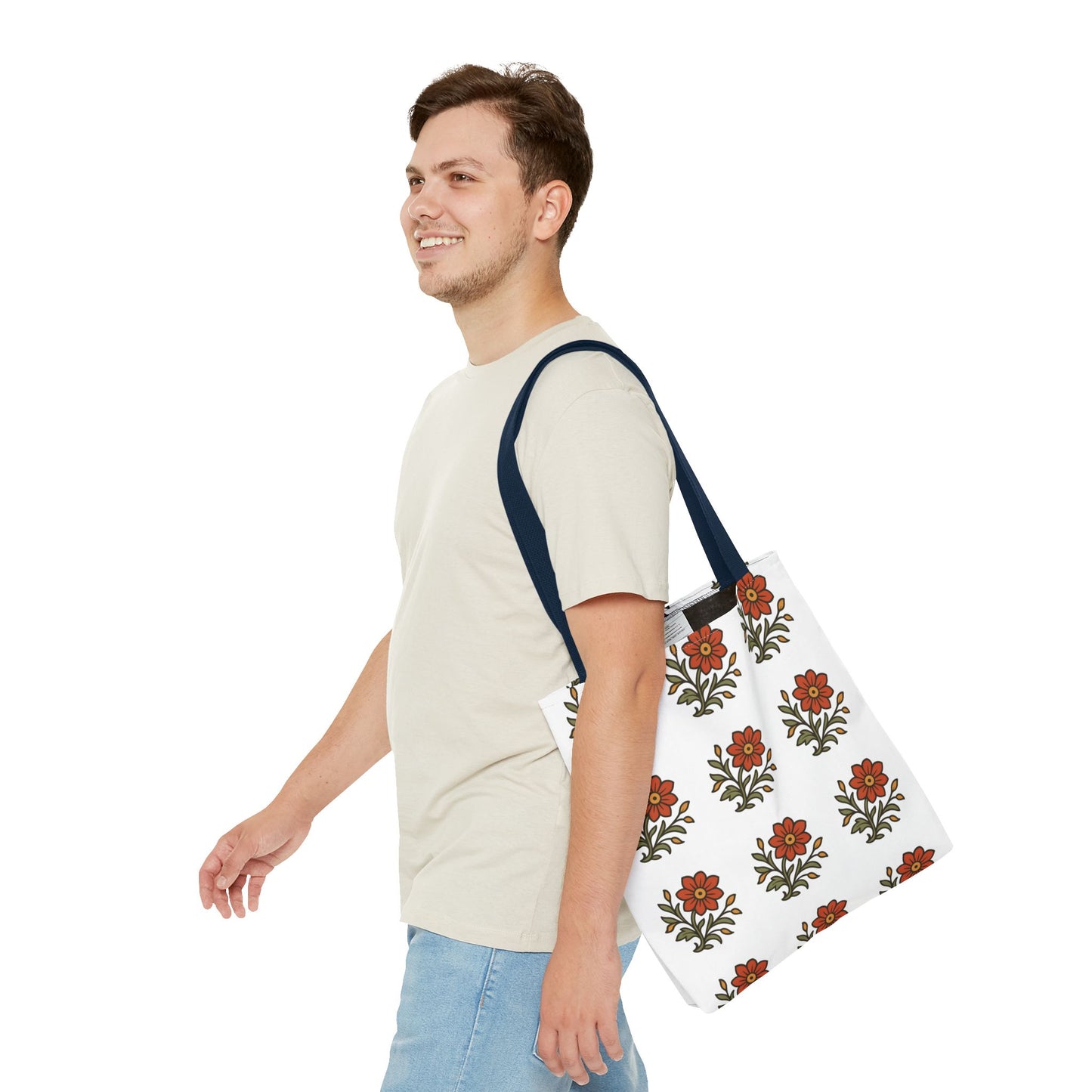 Folk Bloom Emblem 2, Original Floral Tote Bag