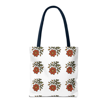 Folk Bloom Emblem 2, Original Floral Tote Bag