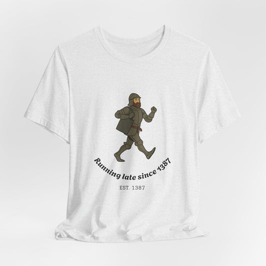 Knight on the Go But Running Late, Medieval Humor Unisex T-Shirt