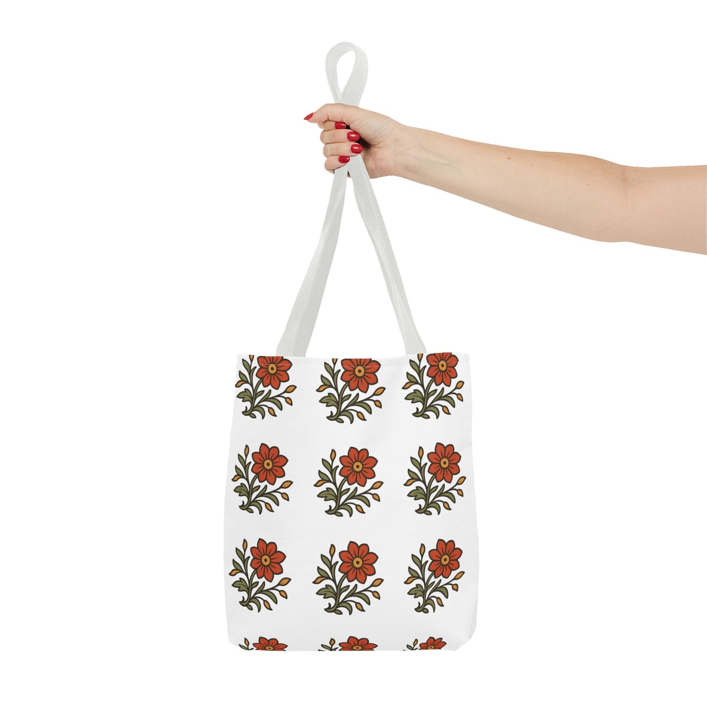 Folk Bloom Emblem 2, Original Floral Tote Bag