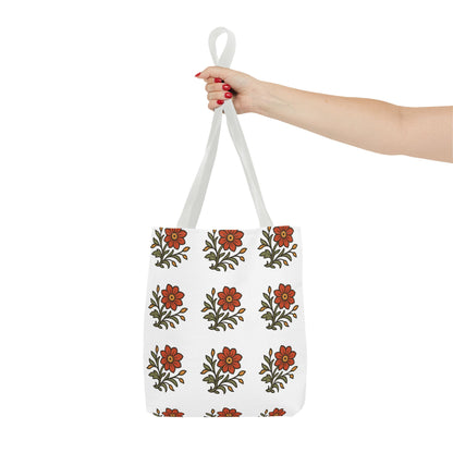 Folk Bloom Emblem 2, Original Floral Tote Bag