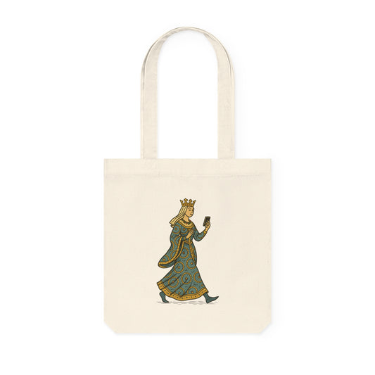 The Crowned Strutter – Medieval Couture on the Go - Woven Tote Bag