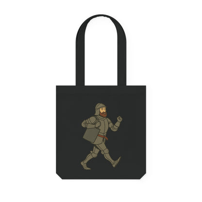 Knight on the Go - Medieval Humor Playful Knight Cotton Tote Bag, Funny Grocery Bag, Reusable Shopping Bag