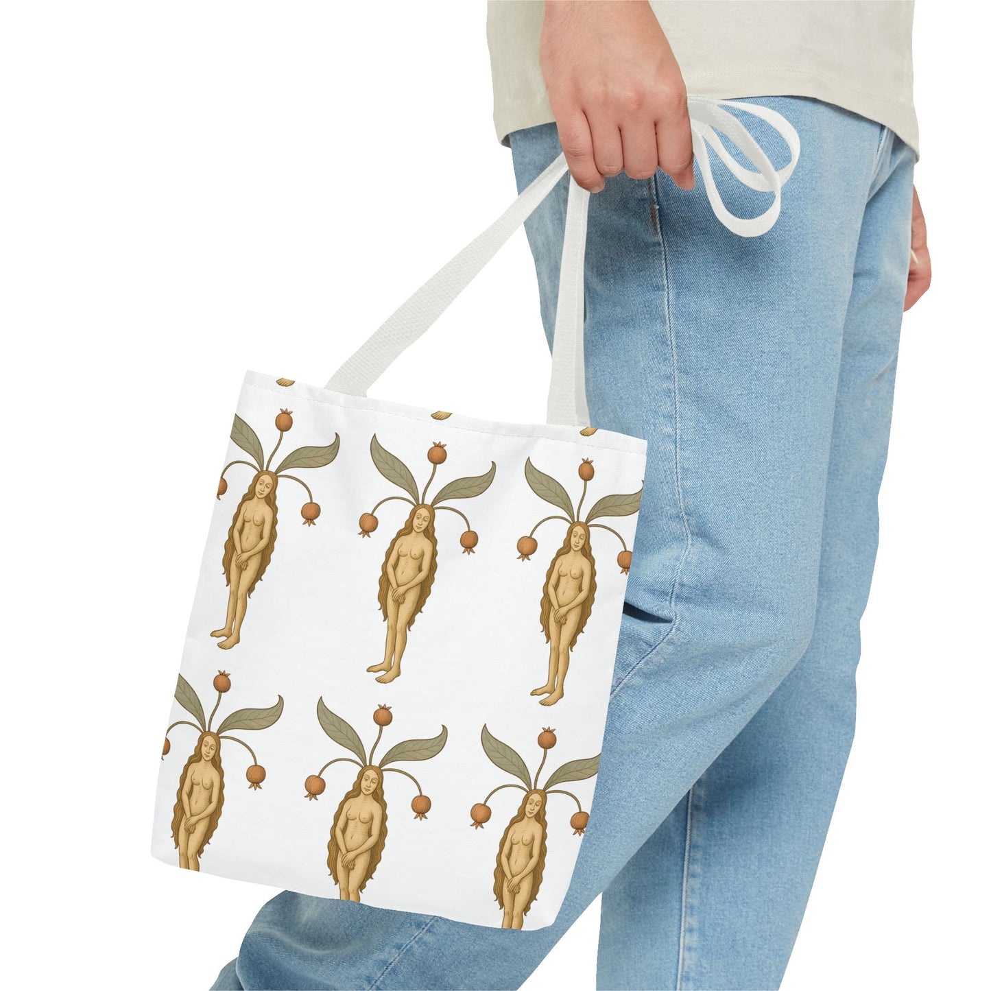 Mandragora Muse, Medieval Herb Lore Unisex Whimsical Patterned Tote Bag