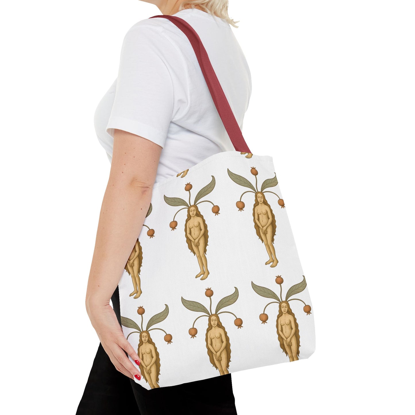 Mandragora Muse, Medieval Herb Lore Unisex Whimsical Patterned Tote Bag