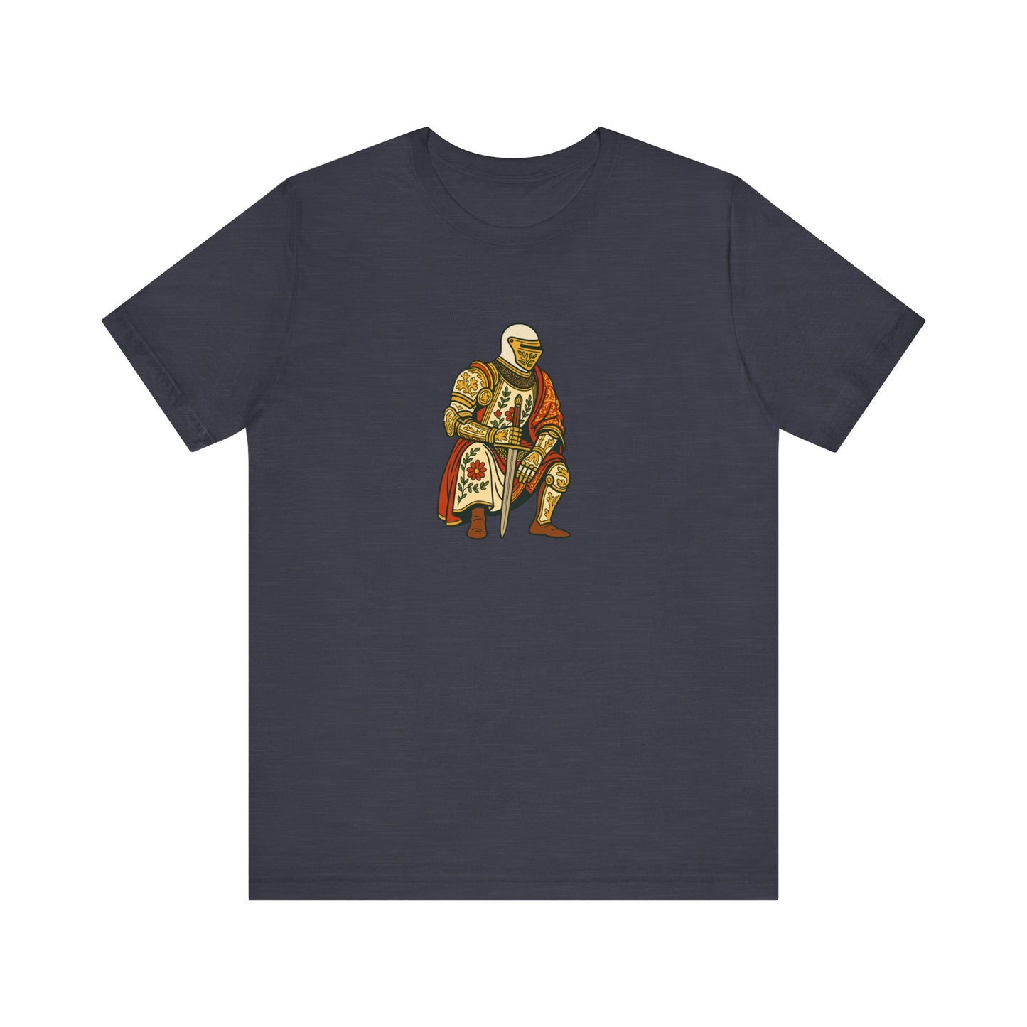 Medieval Knight With Original Flora Pattern Tee