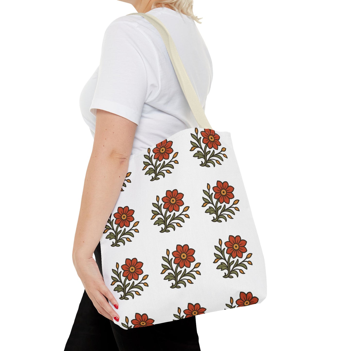 Folk Bloom Emblem 2, Original Floral Tote Bag