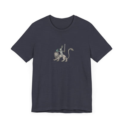 Sword-wielding Medieval Rabbit Riding a Lion Posters and Art Prints Tee