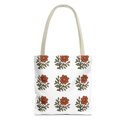 Folk Bloom Emblem 2, Original Floral Tote Bag