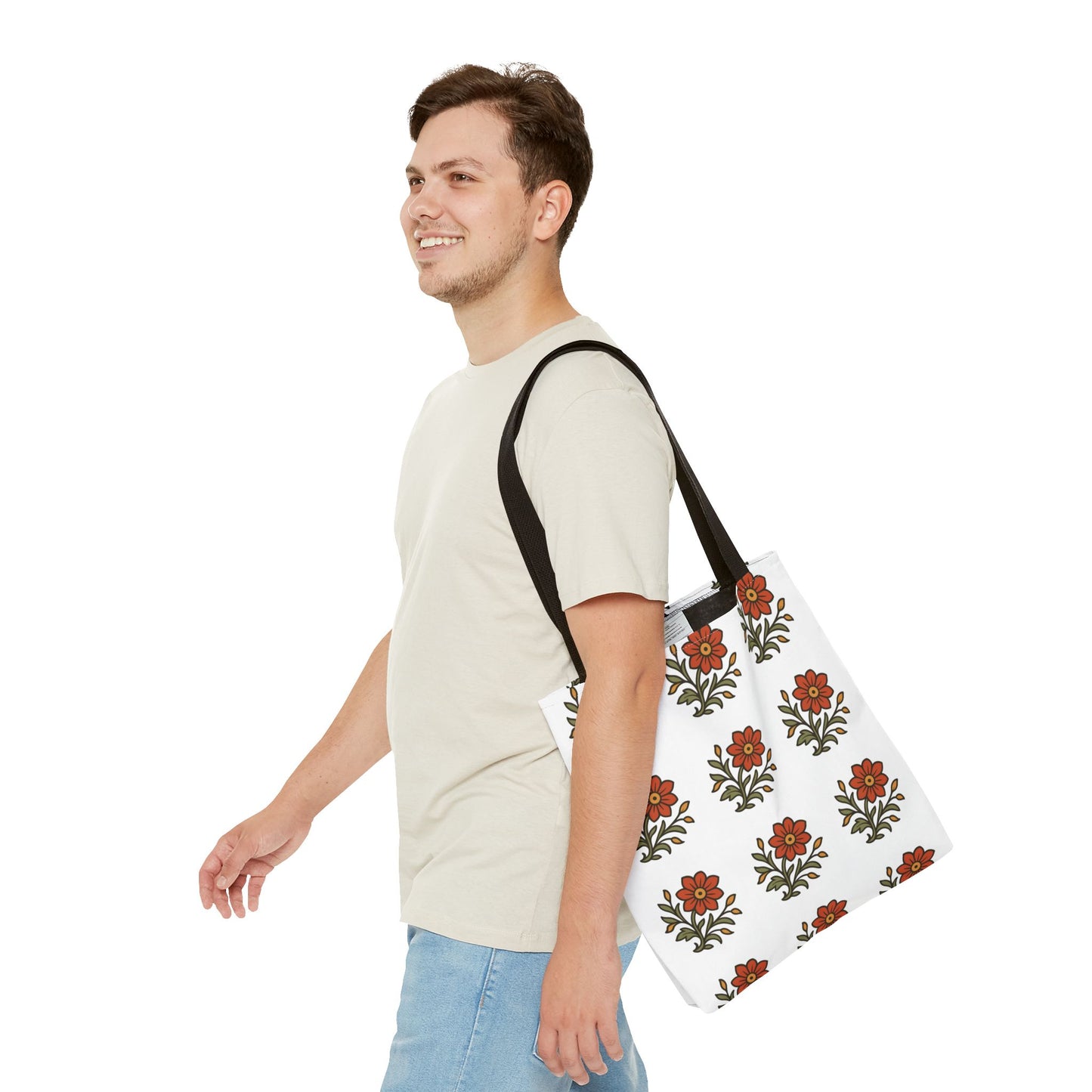 Folk Bloom Emblem 2, Original Floral Tote Bag