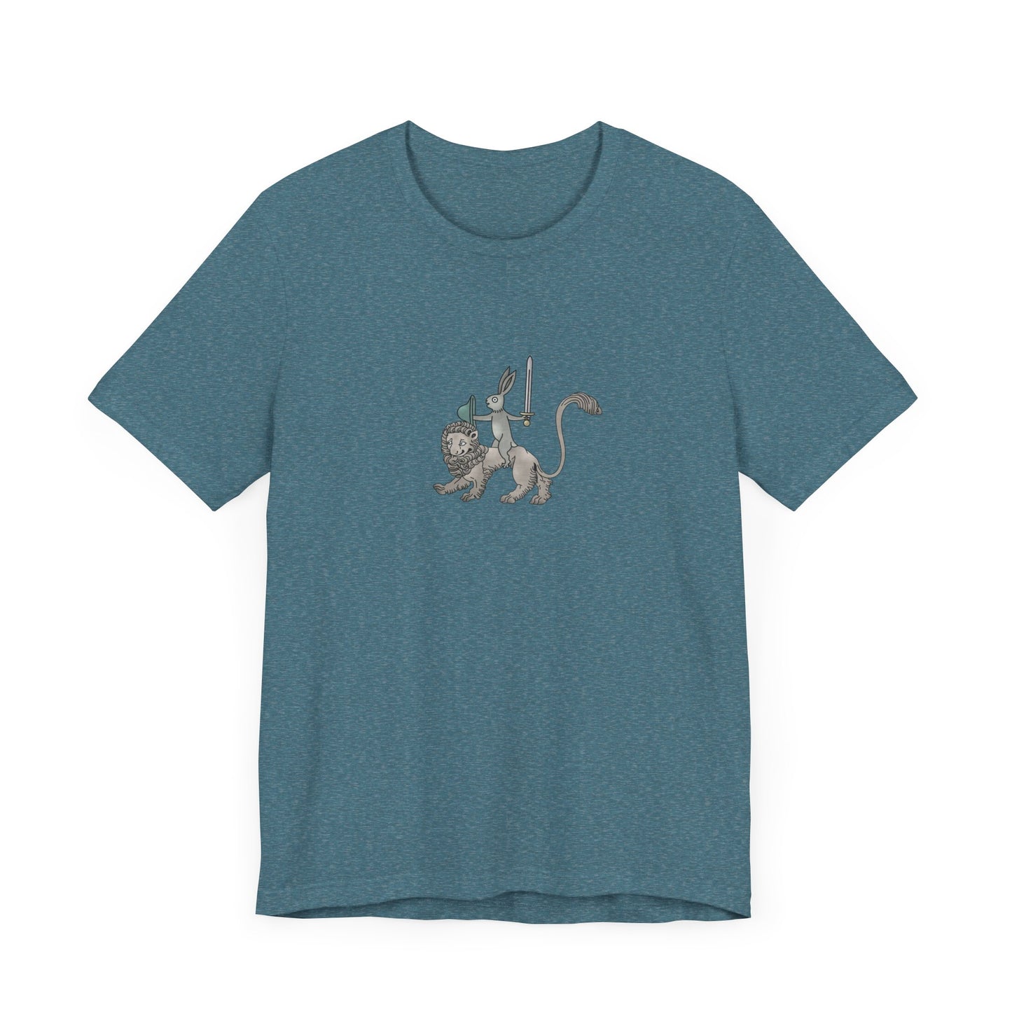 Sword-wielding Medieval Rabbit Riding a Lion Posters and Art Prints Tee