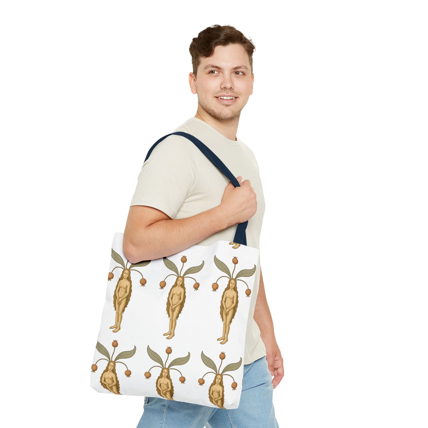 Mandragora Muse, Medieval Herb Lore Unisex Whimsical Patterned Tote Bag