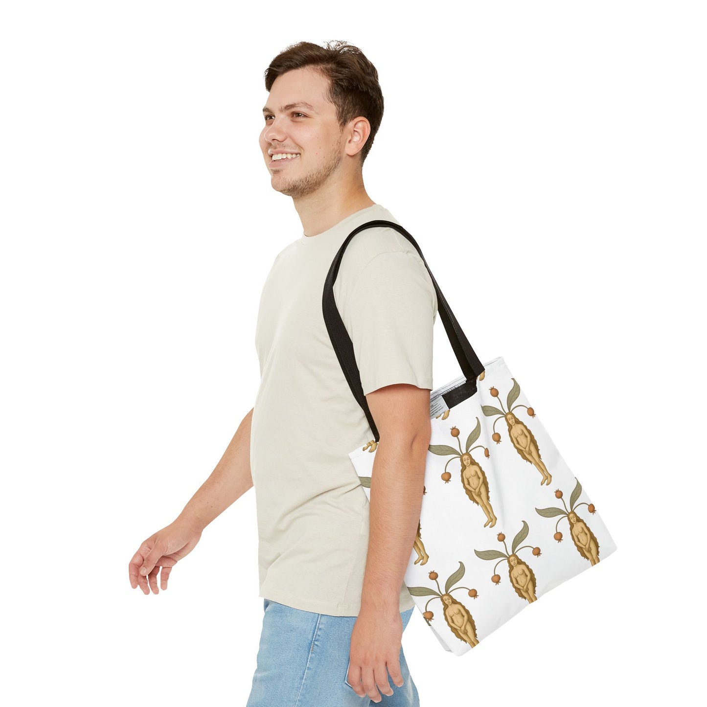 Mandragora Muse, Medieval Herb Lore Unisex Whimsical Patterned Tote Bag
